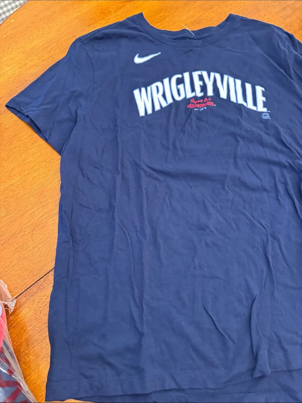Nike Navy and White Wrigleyville Graphic Tee xxl Chicago Cubs